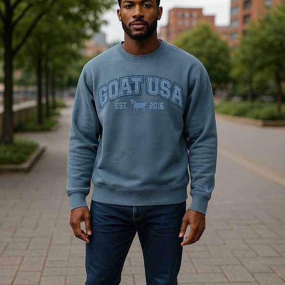 GOAT USA Linden Crewneck Sweatshirt – Unisex XS – Blue – NWT – Vintage Wash - Picture 1 of 5